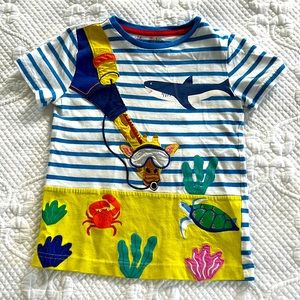 Animal Breton T-shirt, Scuba Giraffe Sz 6-7